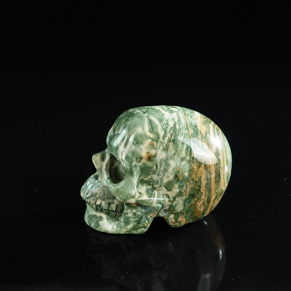3.0" Nine Dragon Jade Crystal Skull Carving - Unique Piece #HA14