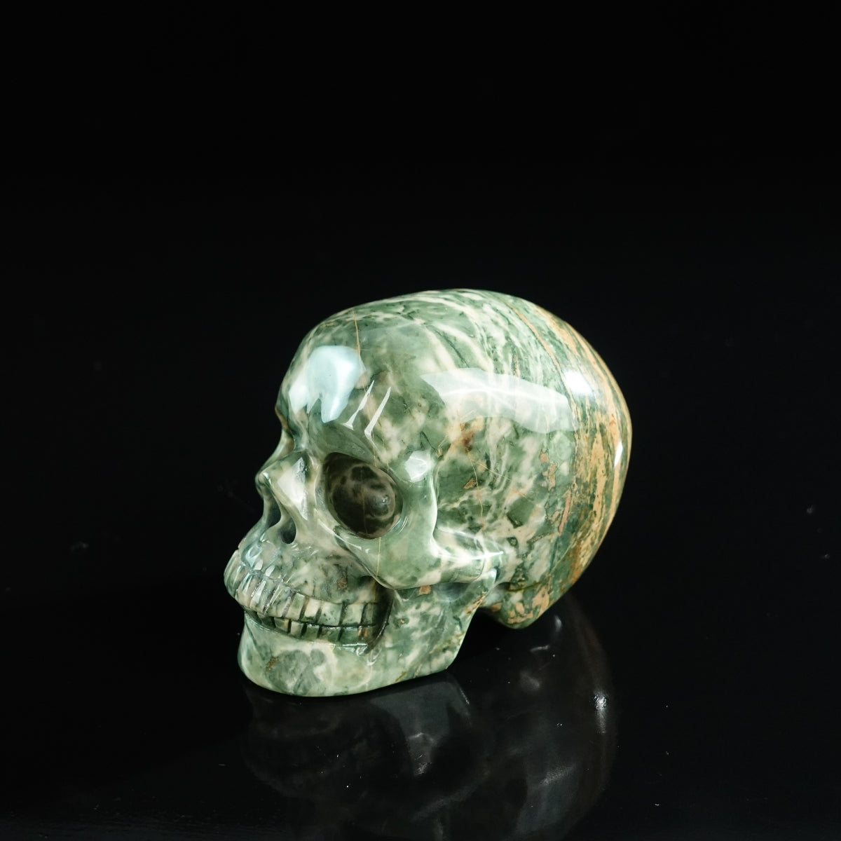 3.0" Nine Dragon Jade Crystal Skull Carving - Unique Piece #HA14