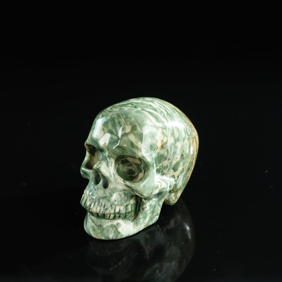 3.0" Nine Dragon Jade Crystal Skull Carving - Unique Piece #HA14