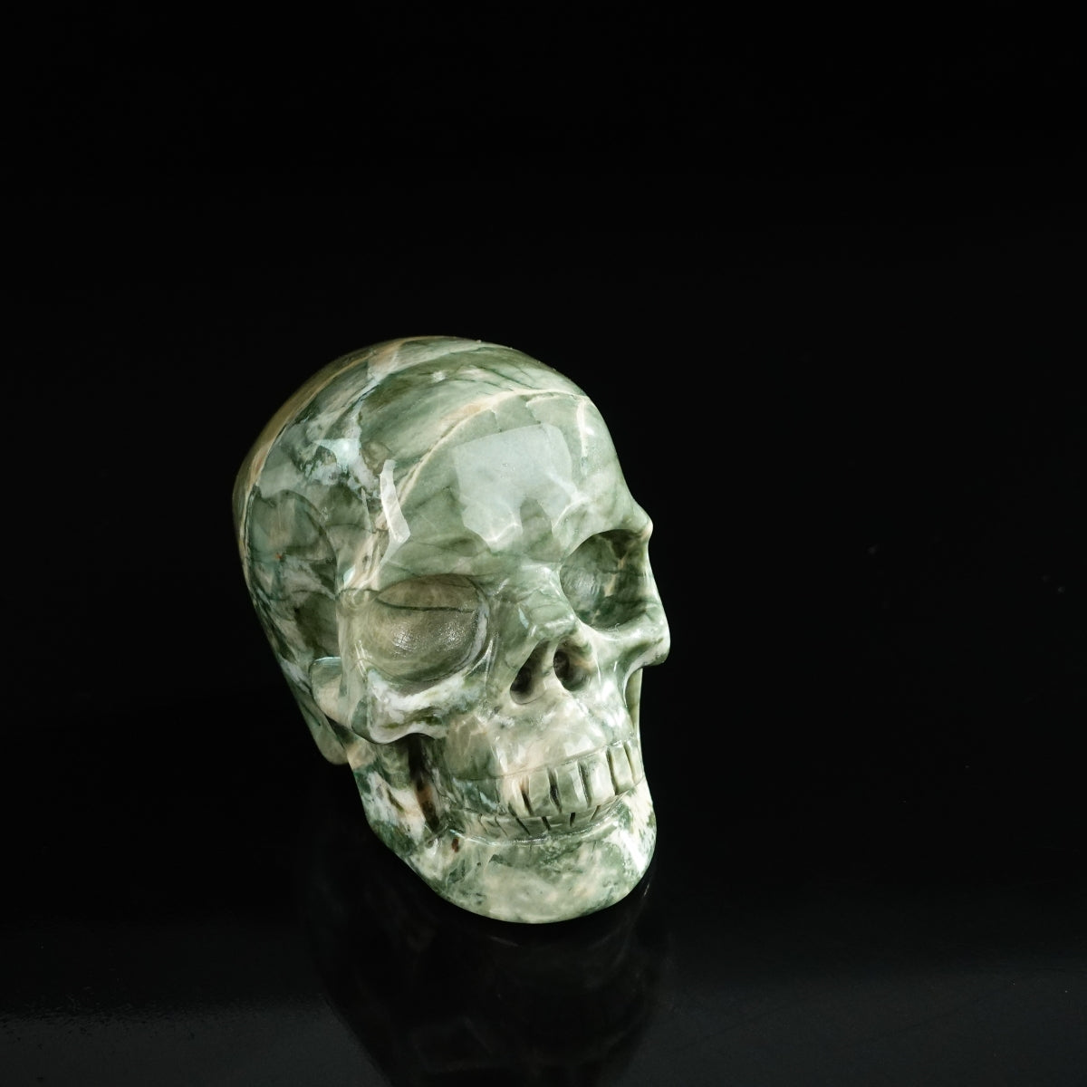 3.0" Nine Dragon Jade Crystal Skull Carving - Unique Piece #HA15