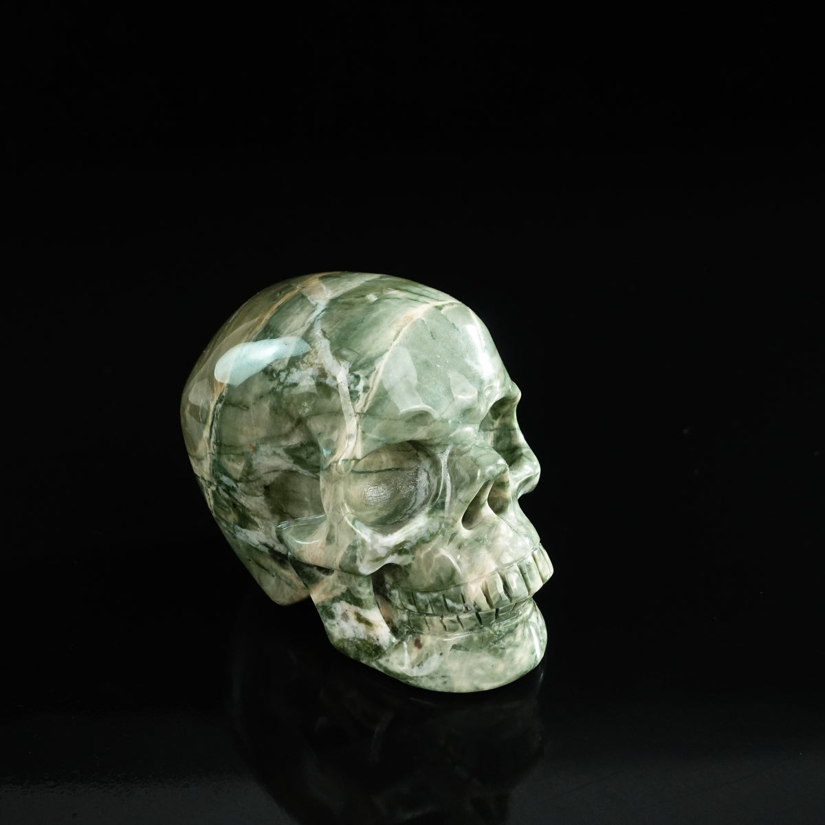 3.0" Nine Dragon Jade Crystal Skull Carving - Unique Piece #HA15
