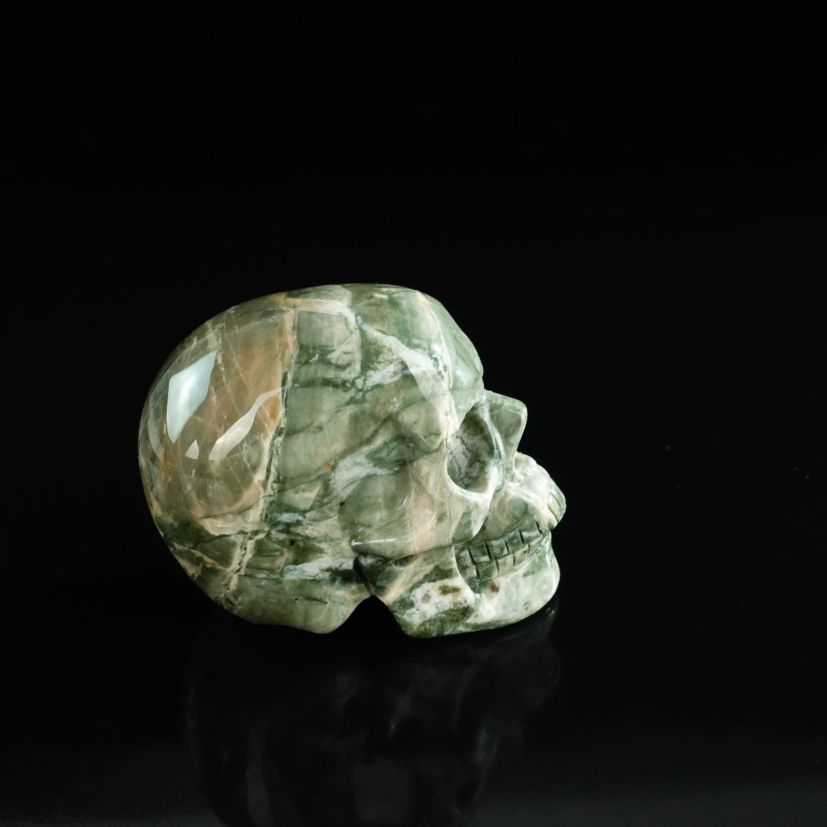 3.0" Nine Dragon Jade Crystal Skull Carving - Unique Piece #HA15