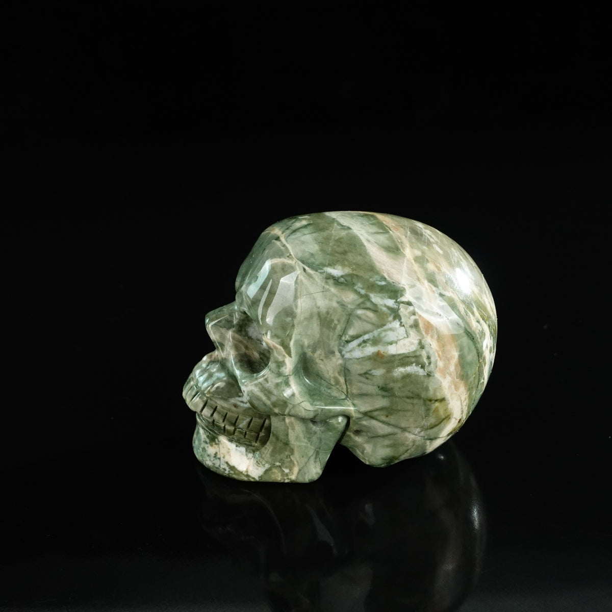 3.0" Nine Dragon Jade Crystal Skull Carving - Unique Piece #HA15
