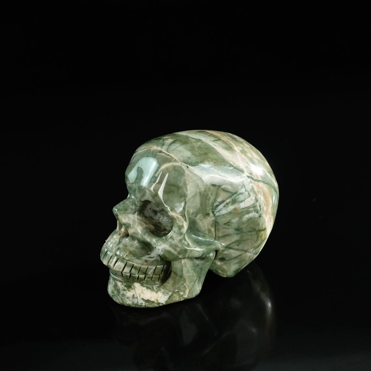 3.0" Nine Dragon Jade Crystal Skull Carving - Unique Piece #HA15