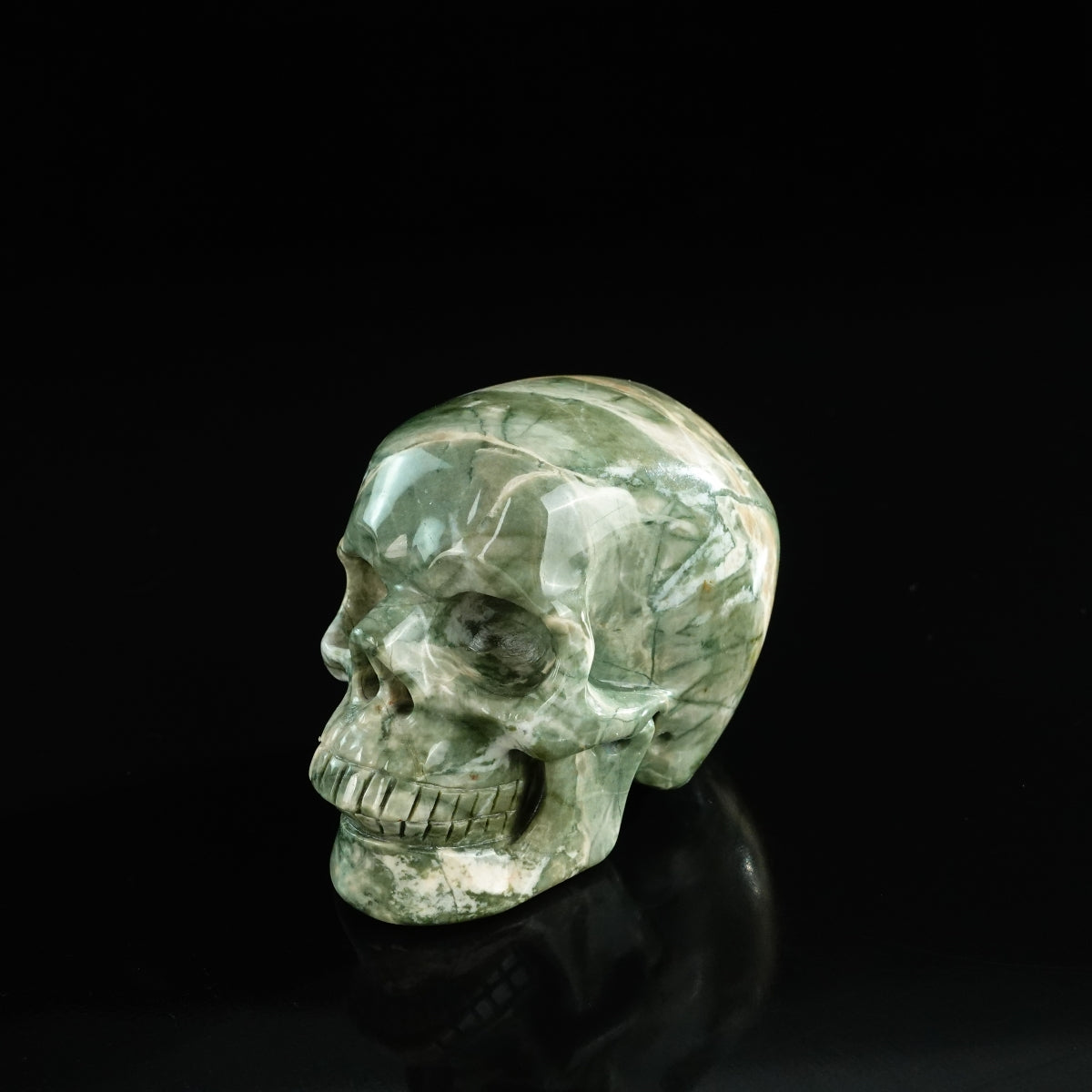 3.0" Nine Dragon Jade Crystal Skull Carving - Unique Piece #HA15