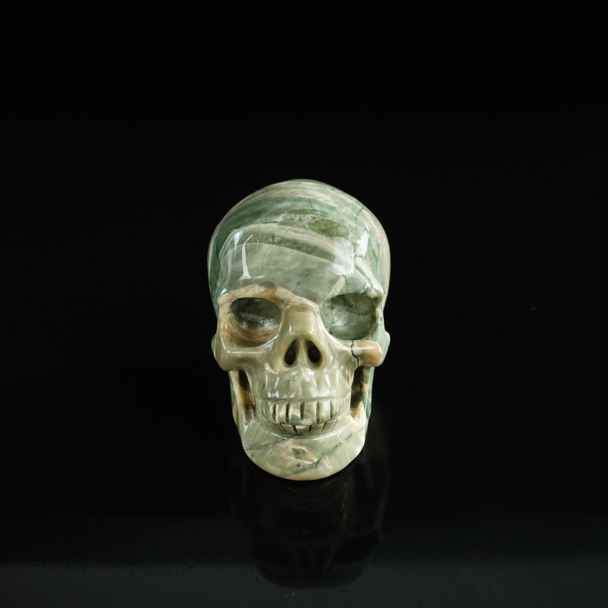 3.0" Nine Dragon Jade Crystal Skull Carving - Unique Piece #HA16
