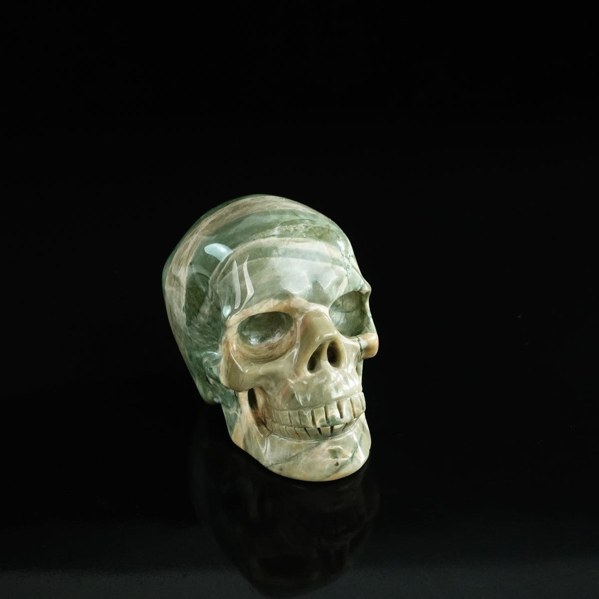 3.0" Nine Dragon Jade Crystal Skull Carving - Unique Piece #HA16