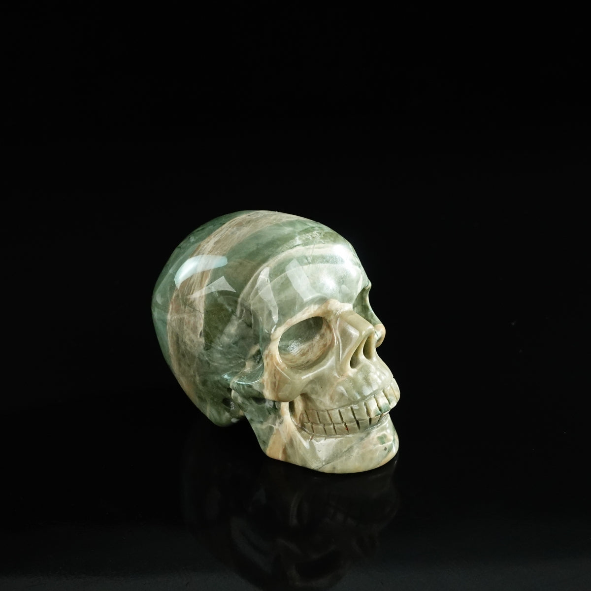 3.0" Nine Dragon Jade Crystal Skull Carving - Unique Piece #HA16