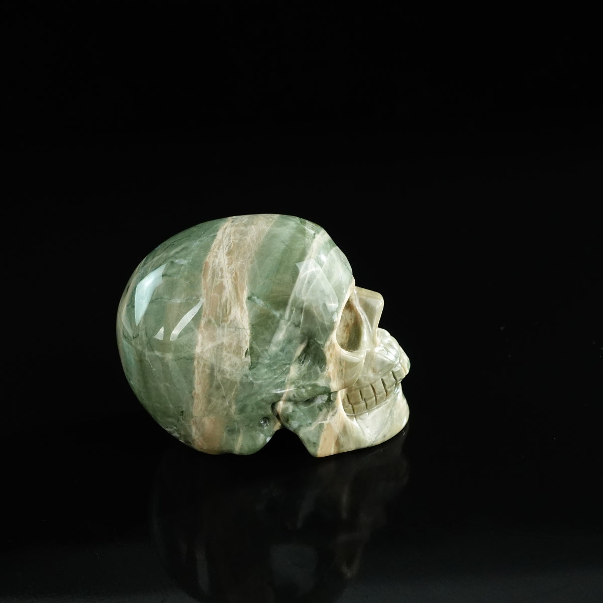 3.0" Nine Dragon Jade Crystal Skull Carving - Unique Piece #HA16