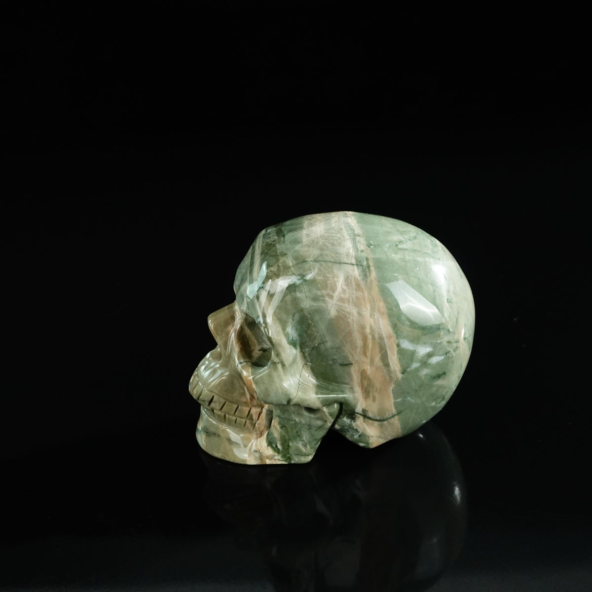 3.0" Nine Dragon Jade Crystal Skull Carving - Unique Piece #HA16