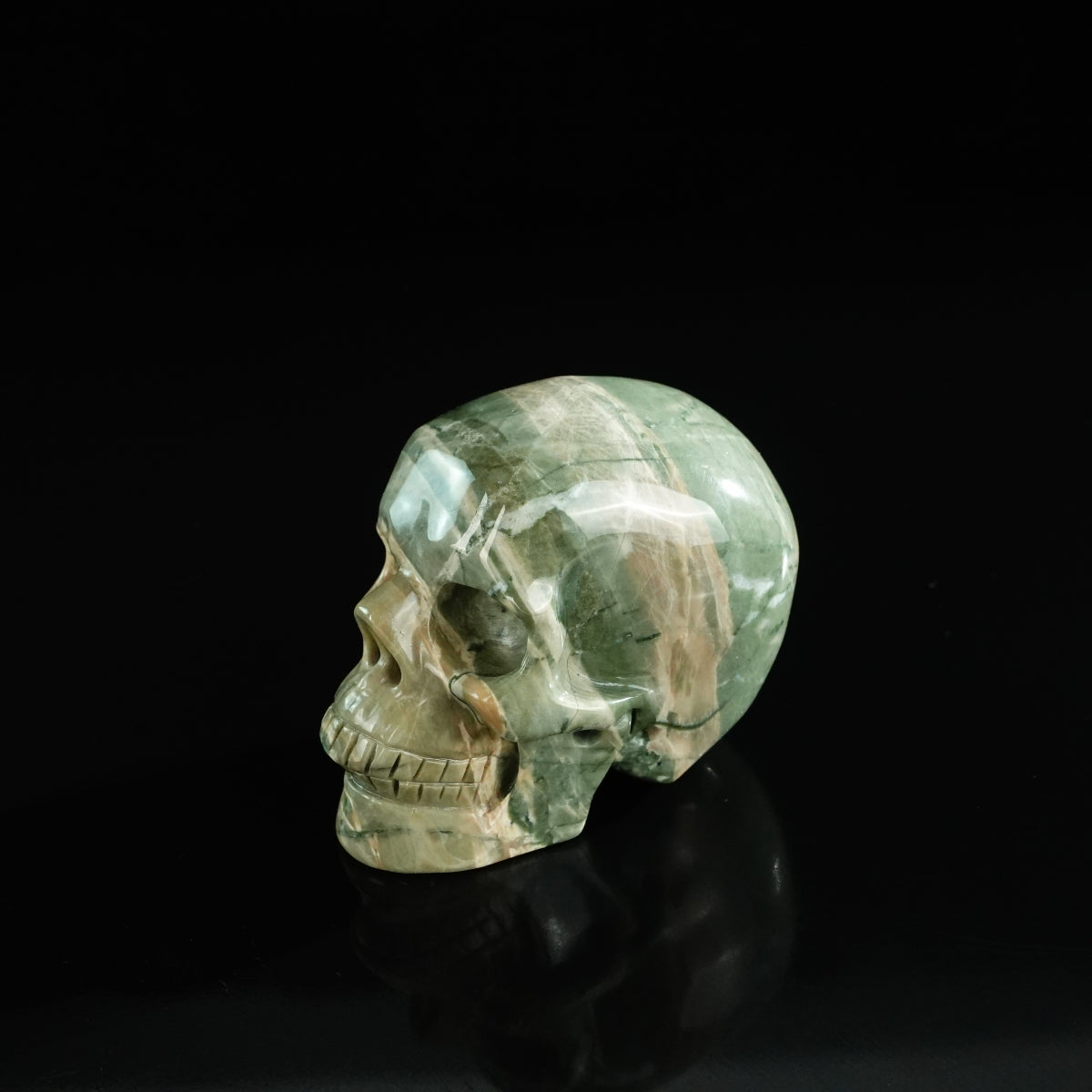 3.0" Nine Dragon Jade Crystal Skull Carving - Unique Piece #HA16