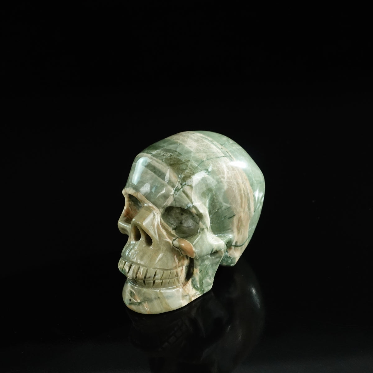 3.0" Nine Dragon Jade Crystal Skull Carving - Unique Piece #HA16