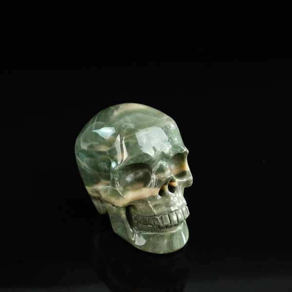 3.0" Nine Dragon Jade Crystal Skull Carving - Unique Piece #HA17 - alternate view