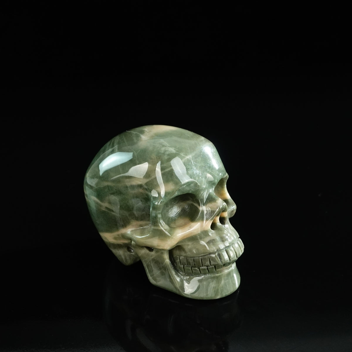 3.0" Nine Dragon Jade Crystal Skull Carving - Unique Piece #HA17