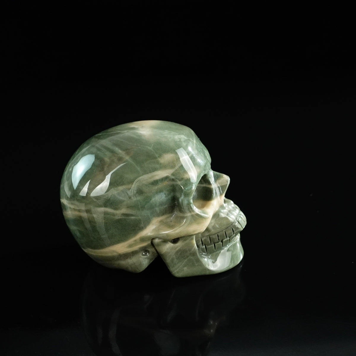 3.0" Nine Dragon Jade Crystal Skull Carving - Unique Piece #HA17