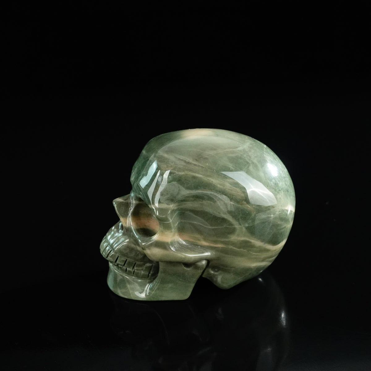 3.0" Nine Dragon Jade Crystal Skull Carving - Unique Piece #HA17