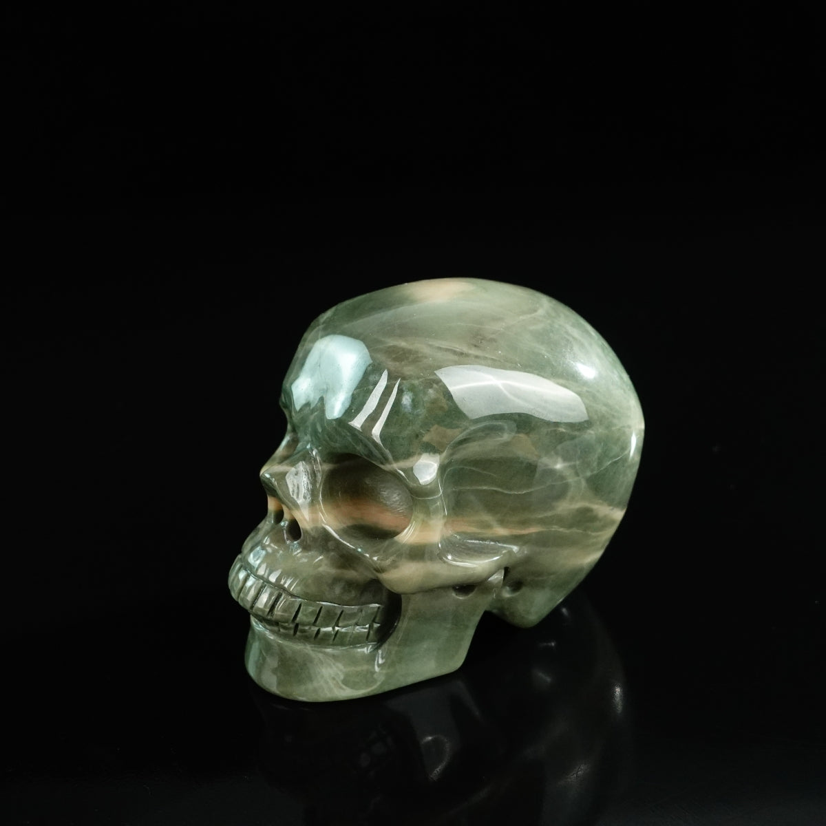 3.0" Nine Dragon Jade Crystal Skull Carving - Unique Piece #HA17