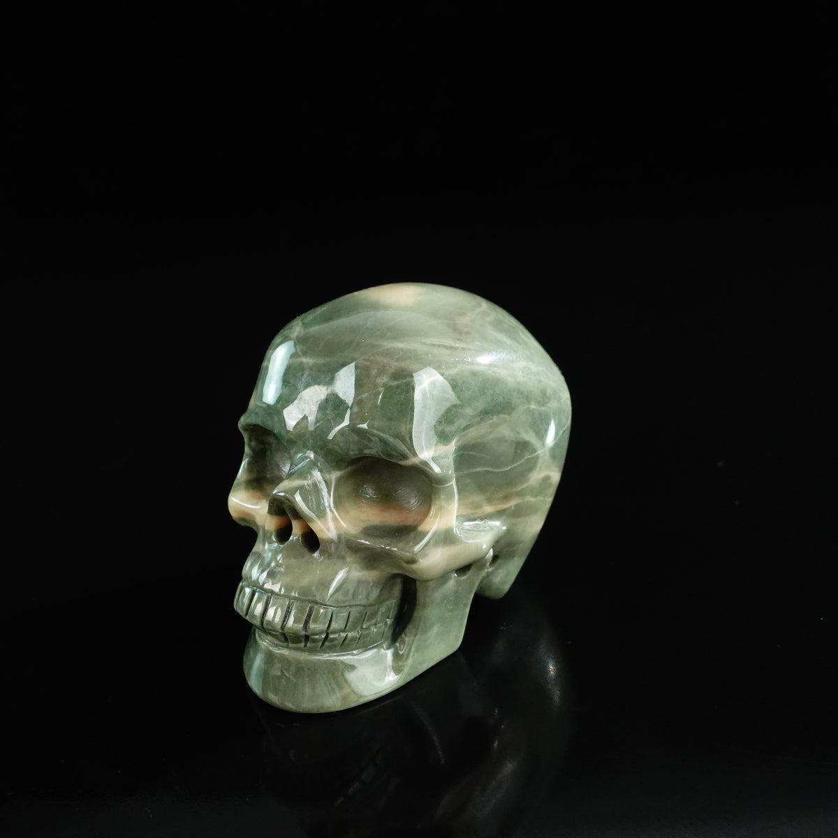 3.0" Nine Dragon Jade Crystal Skull Carving - Unique Piece #HA17