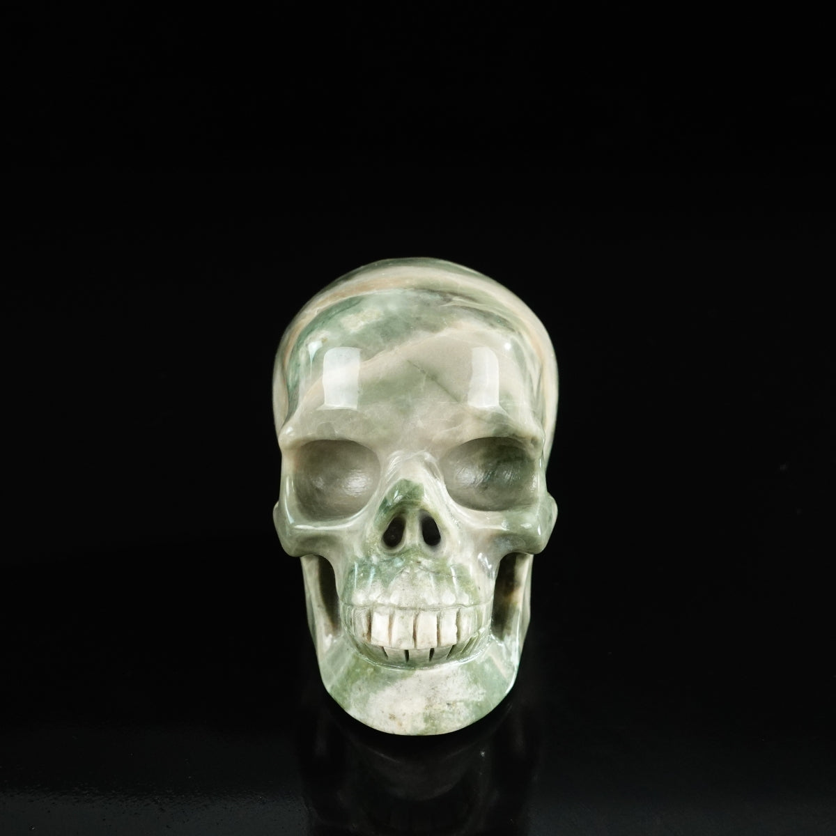 3.0" Nine Dragon Jade Crystal Skull Carving - Unique Piece #HA18