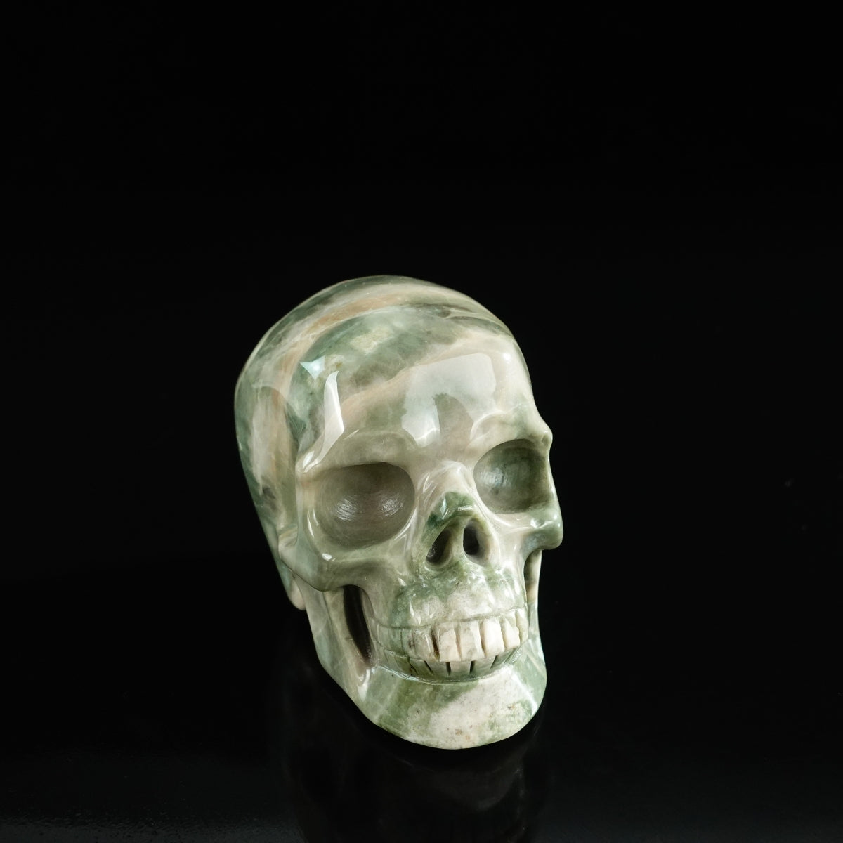 3.0" Nine Dragon Jade Crystal Skull Carving - Unique Piece #HA18