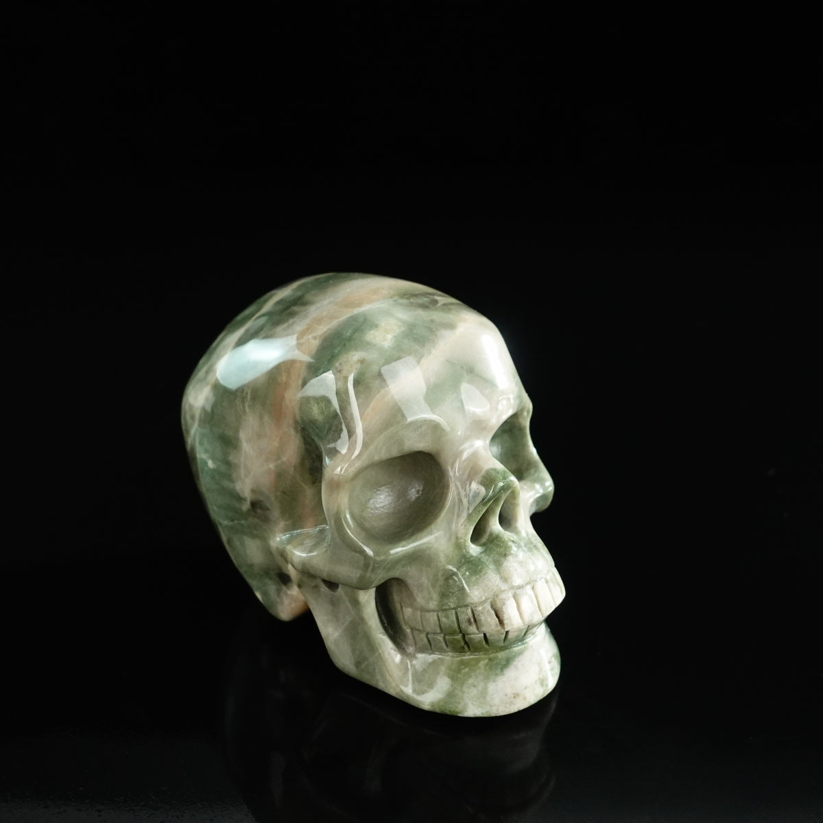 3.0" Nine Dragon Jade Crystal Skull Carving - Unique Piece #HA18