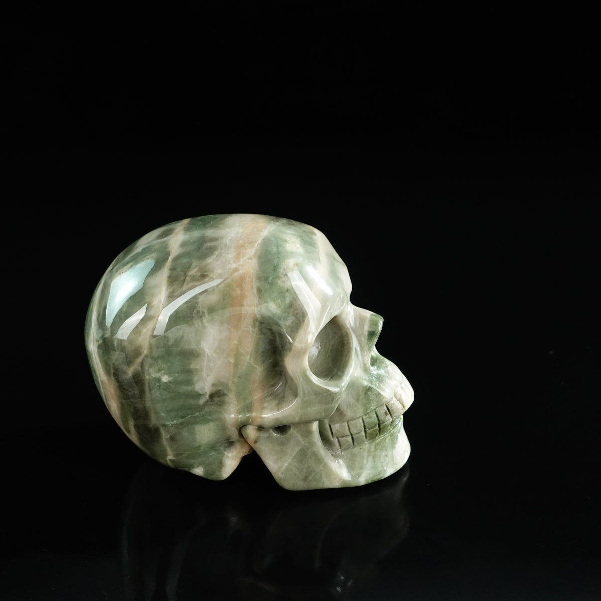 3.0" Nine Dragon Jade Crystal Skull Carving - Unique Piece #HA18
