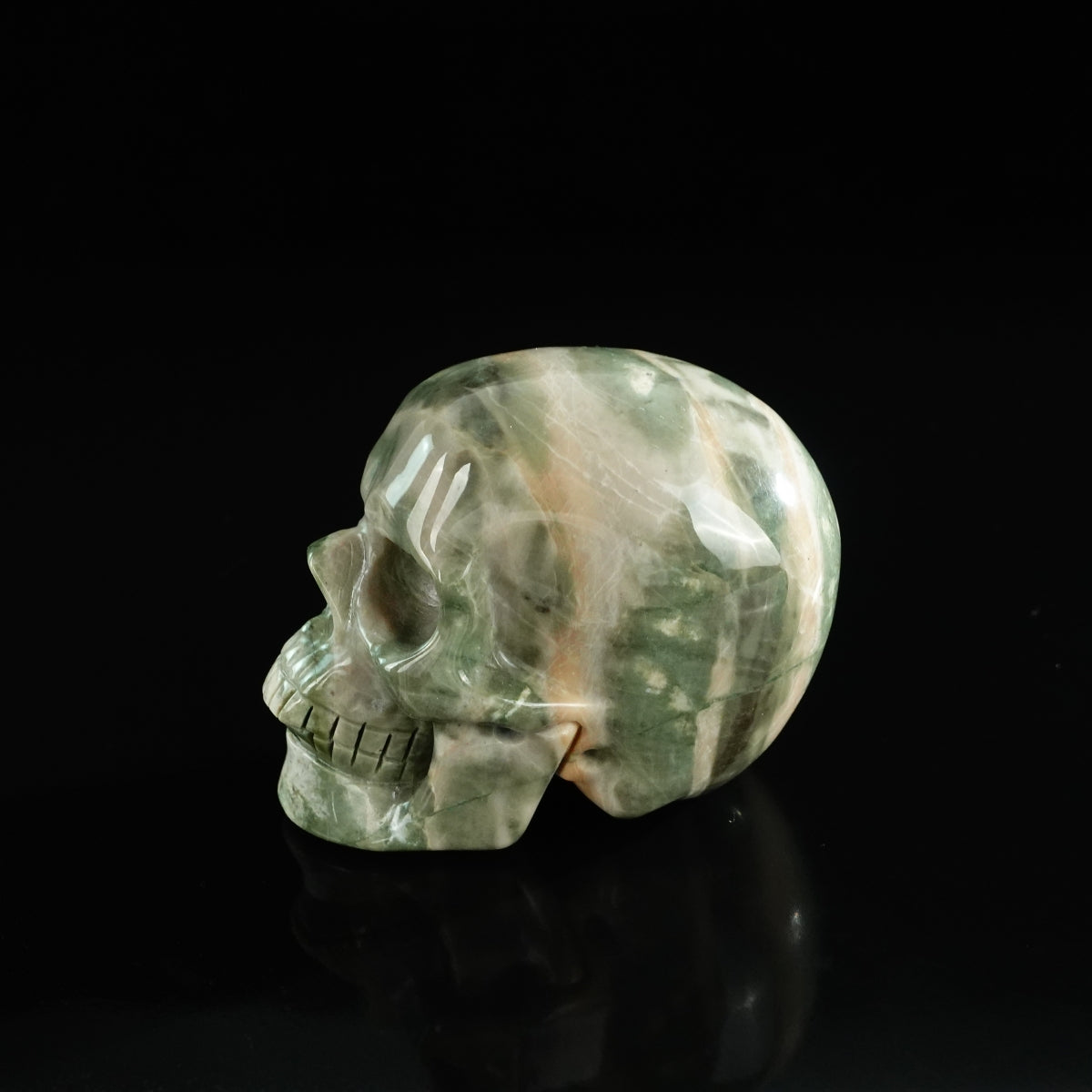 3.0" Nine Dragon Jade Crystal Skull Carving - Unique Piece #HA18