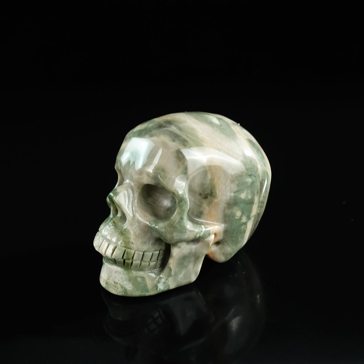 3.0" Nine Dragon Jade Crystal Skull Carving - Unique Piece #HA18