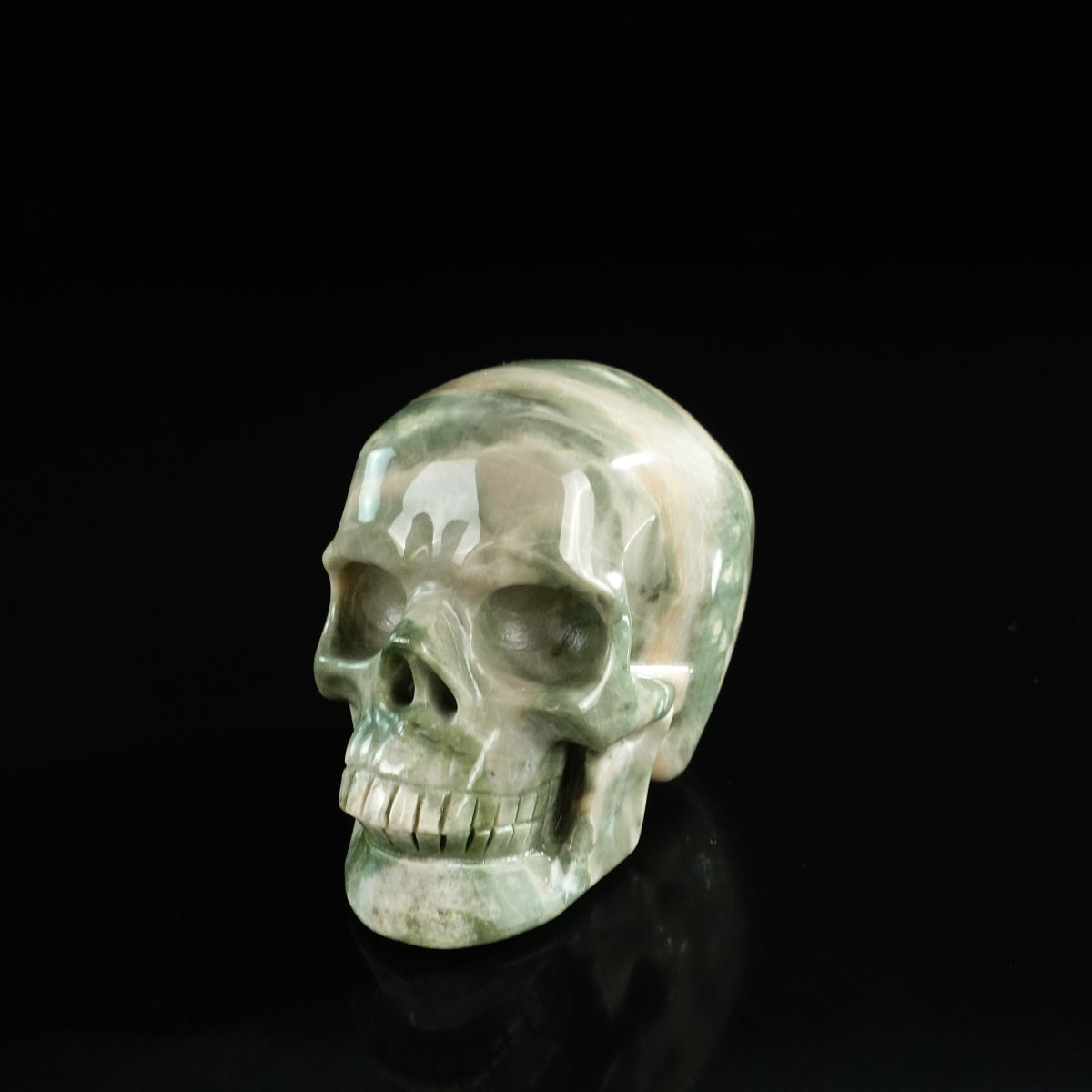 3.0" Nine Dragon Jade Crystal Skull Carving - Unique Piece #HA18