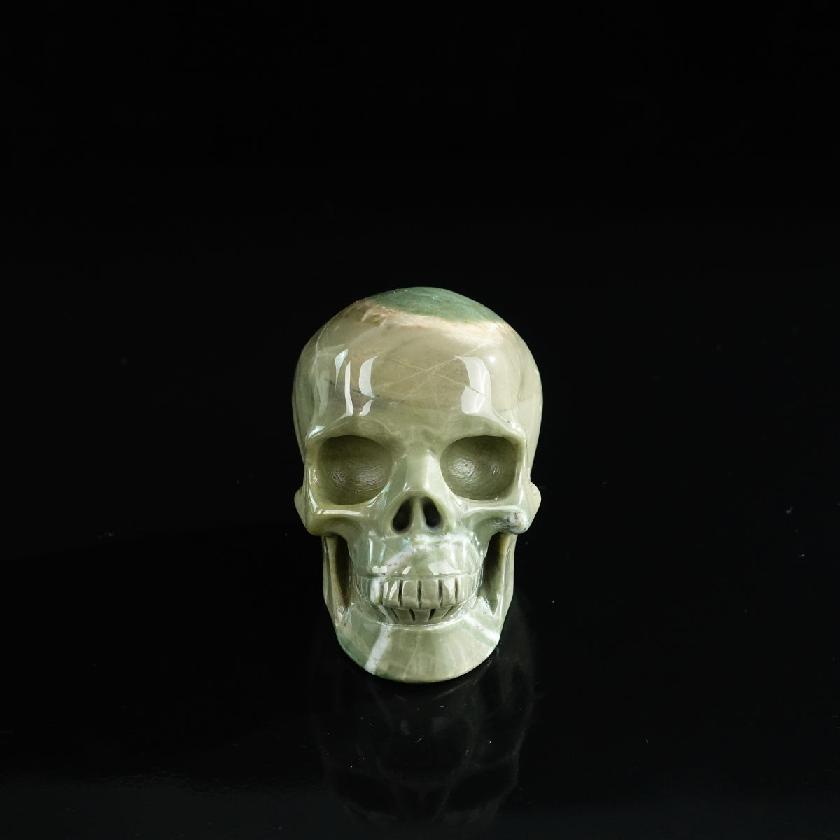 3.0" Nine Dragon Jade Crystal Skull Carving - Unique Piece #HA19