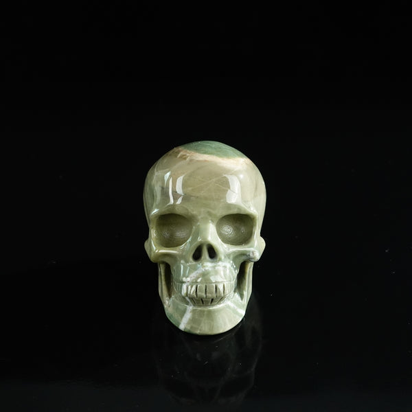 3.0" Nine Dragon Jade Crystal Skull Carving - Unique Piece #HA19