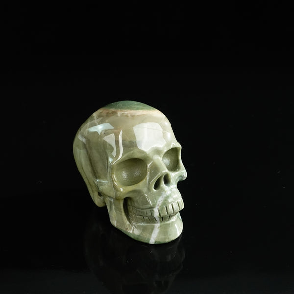 3.0" Nine Dragon Jade Crystal Skull Carving - Unique Piece #HA19 - alternate view