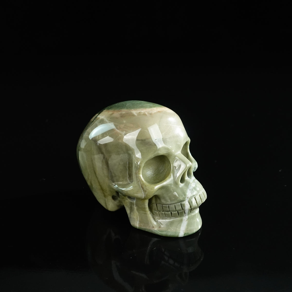 3.0" Nine Dragon Jade Crystal Skull Carving - Unique Piece #HA19