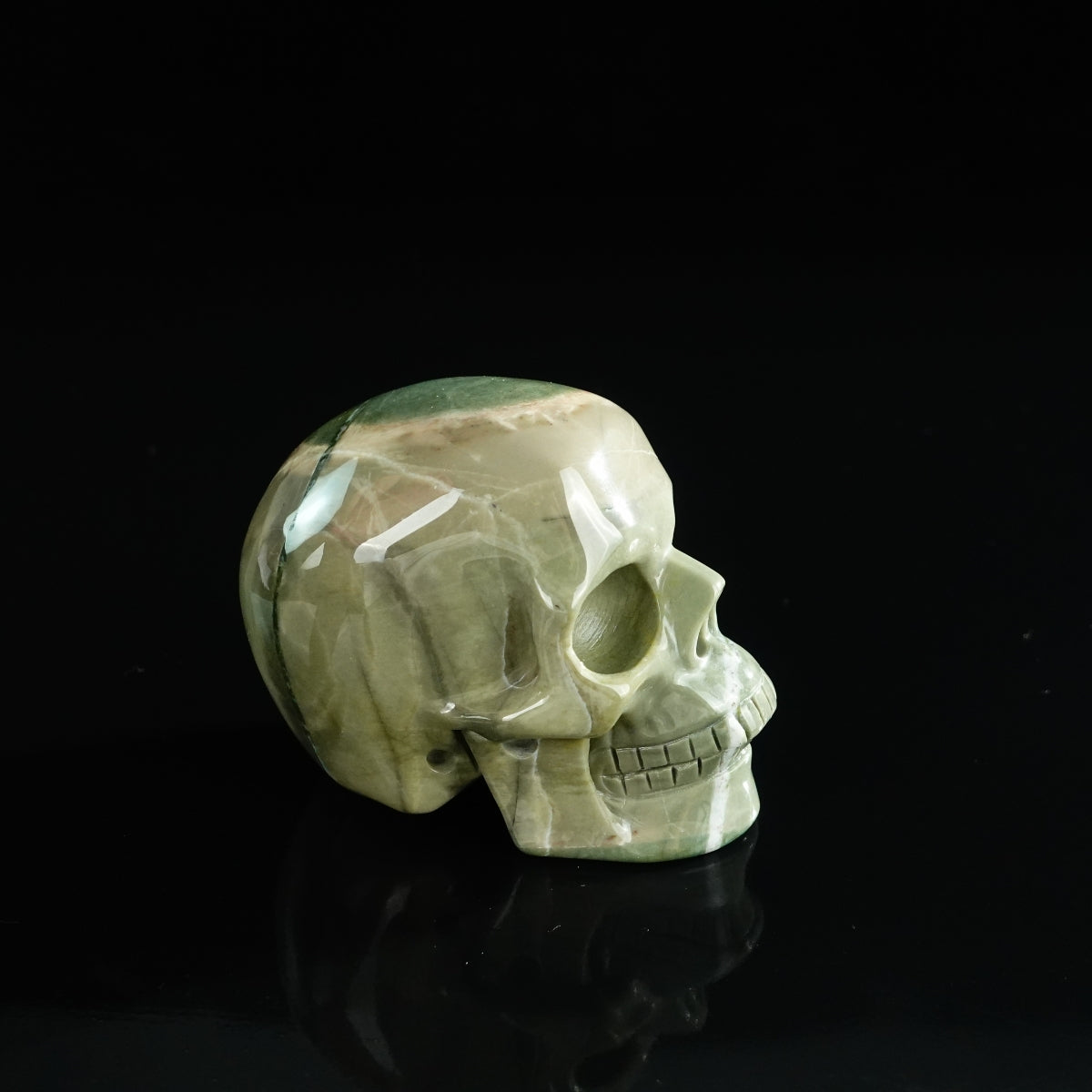 3.0" Nine Dragon Jade Crystal Skull Carving - Unique Piece #HA19