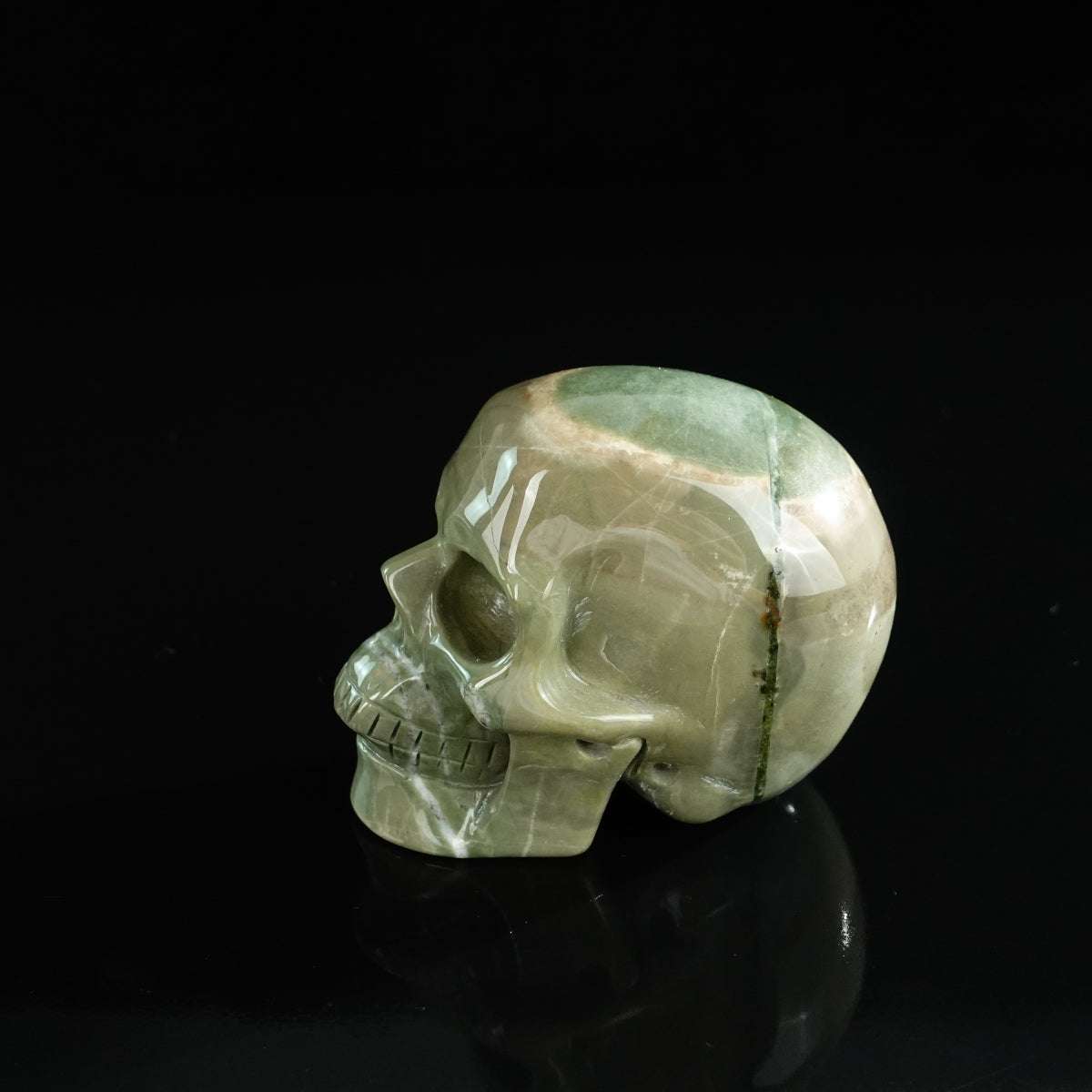 3.0" Nine Dragon Jade Crystal Skull Carving - Unique Piece #HA19