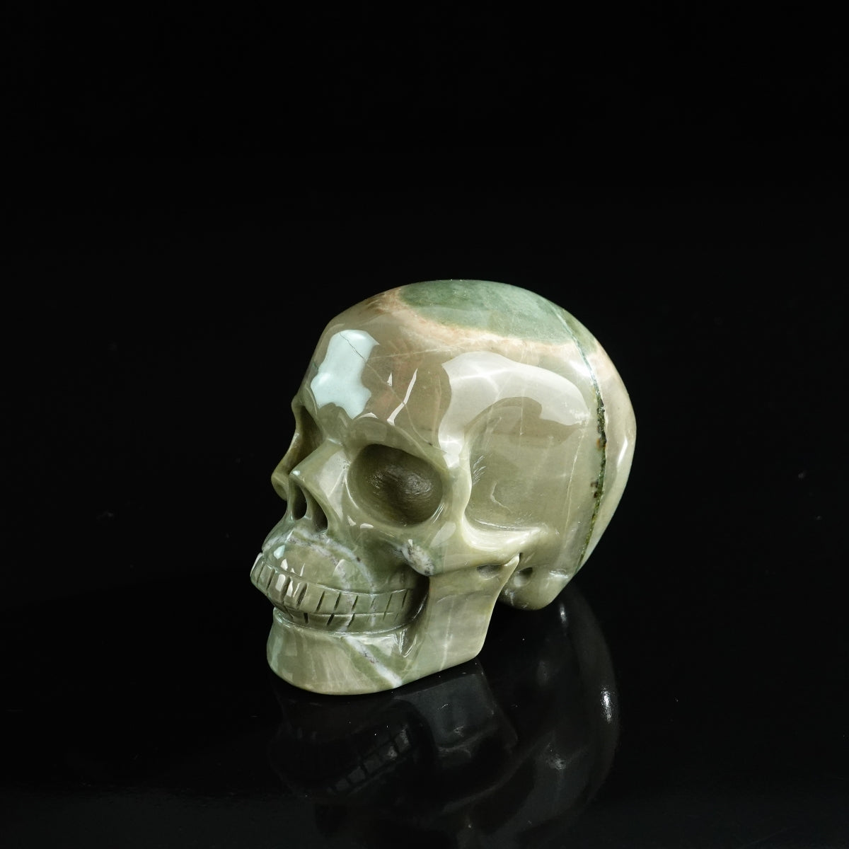 3.0" Nine Dragon Jade Crystal Skull Carving - Unique Piece #HA19
