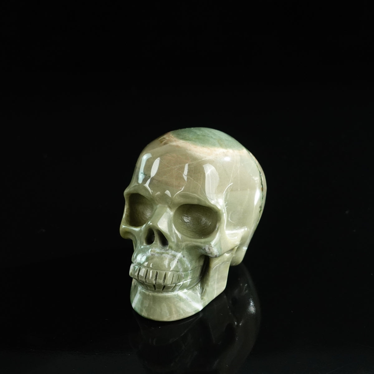 3.0" Nine Dragon Jade Crystal Skull Carving - Unique Piece #HA19