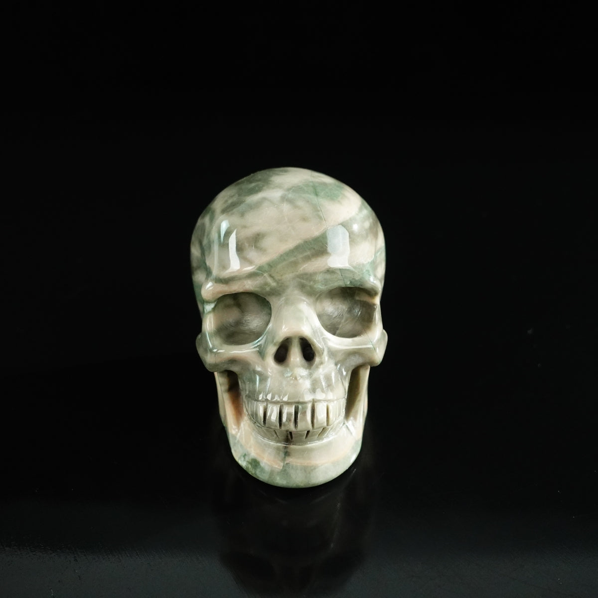 3.0" Nine Dragon Jade Crystal Skull Carving - Unique Piece #HA20