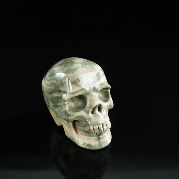 3.0" Nine Dragon Jade Crystal Skull Carving - Unique Piece #HA20 - alternate view