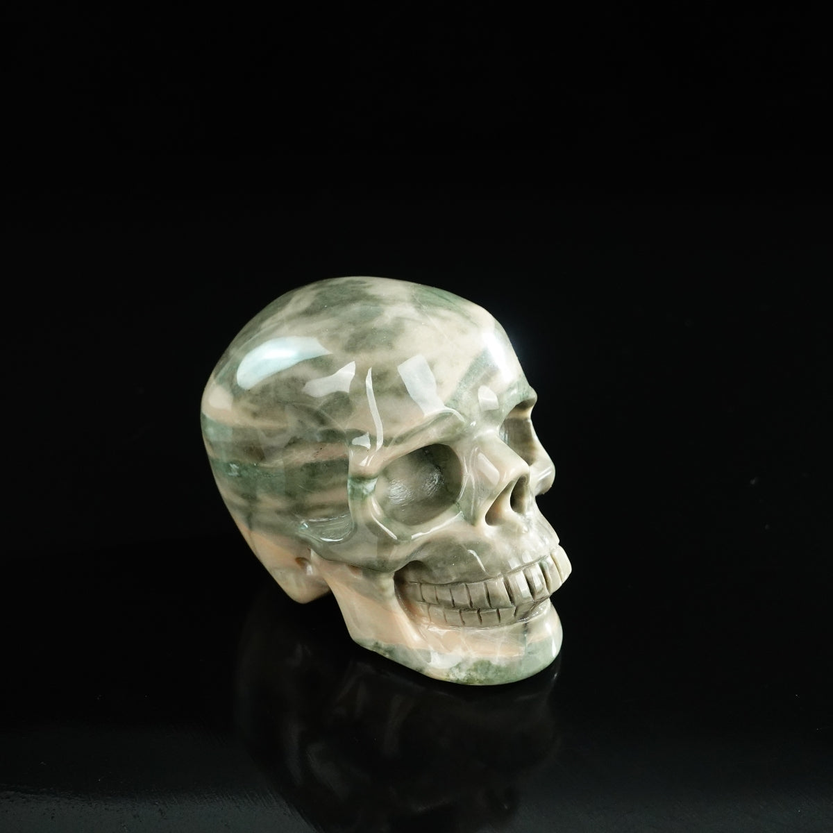 3.0" Nine Dragon Jade Crystal Skull Carving - Unique Piece #HA20