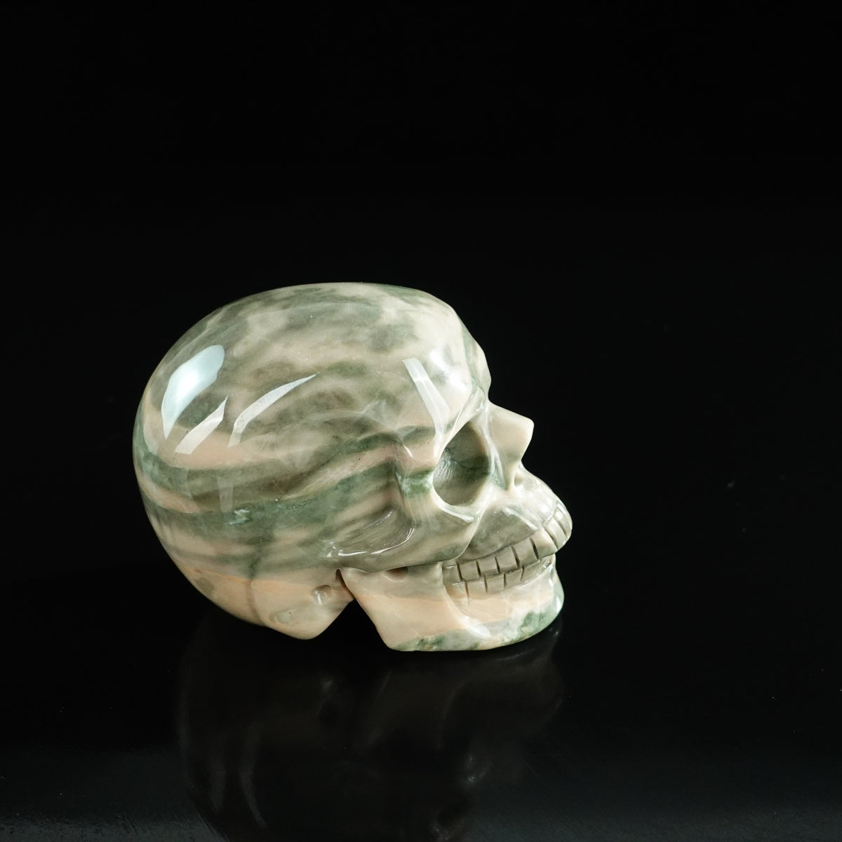 3.0" Nine Dragon Jade Crystal Skull Carving - Unique Piece #HA20