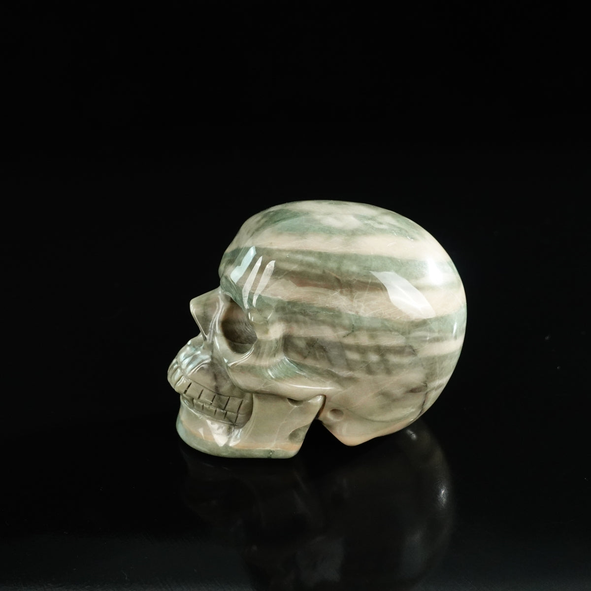 3.0" Nine Dragon Jade Crystal Skull Carving - Unique Piece #HA20