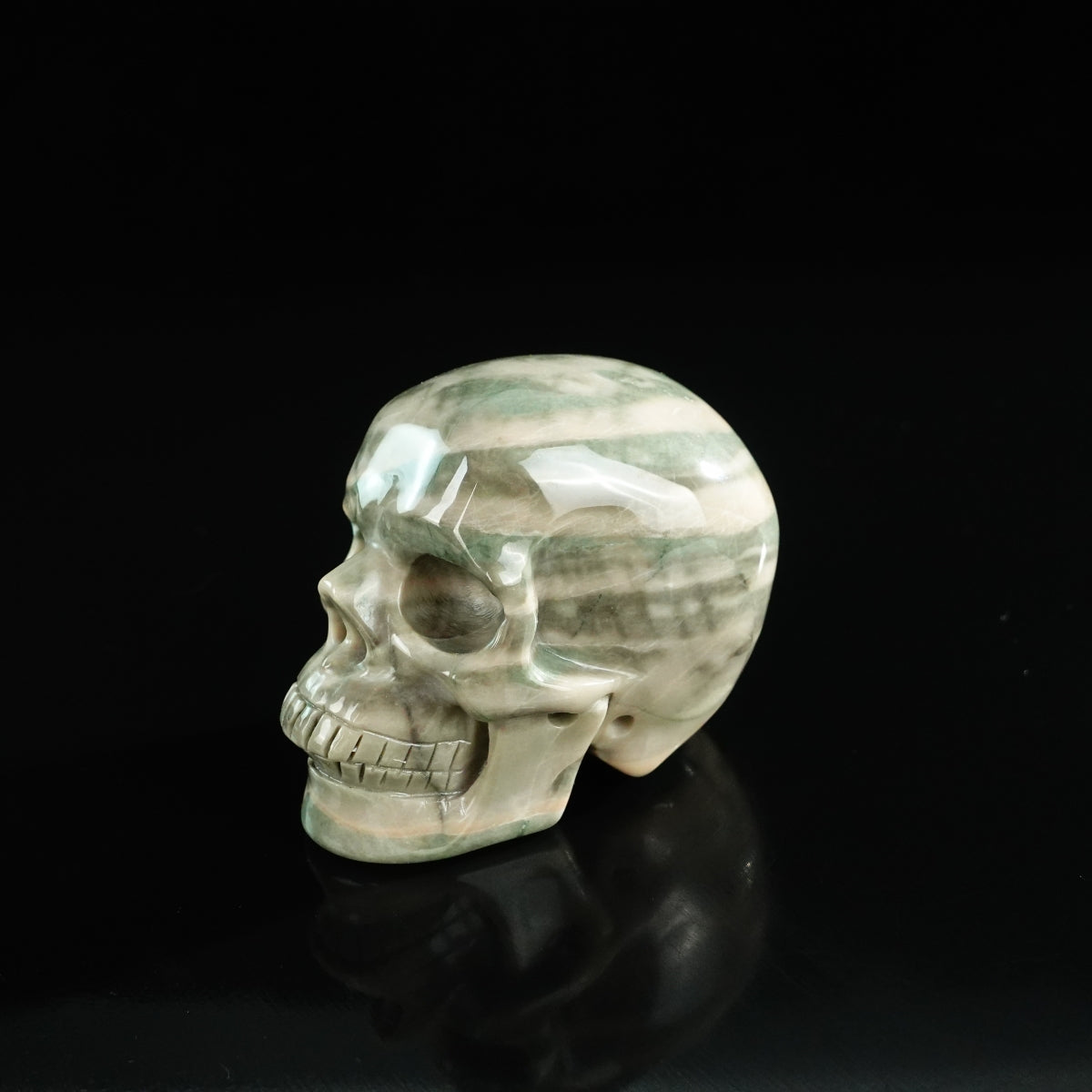 3.0" Nine Dragon Jade Crystal Skull Carving - Unique Piece #HA20