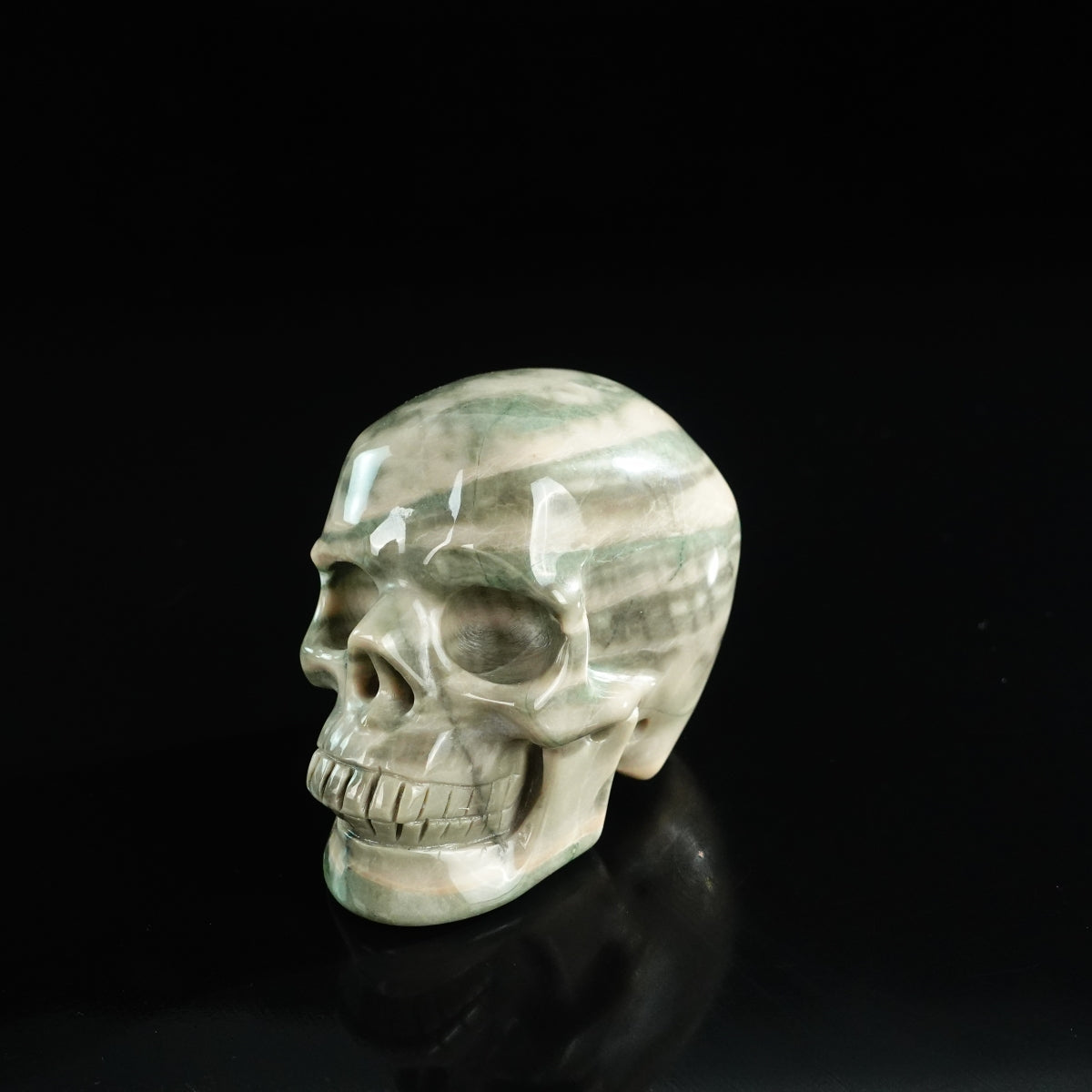 3.0" Nine Dragon Jade Crystal Skull Carving - Unique Piece #HA20