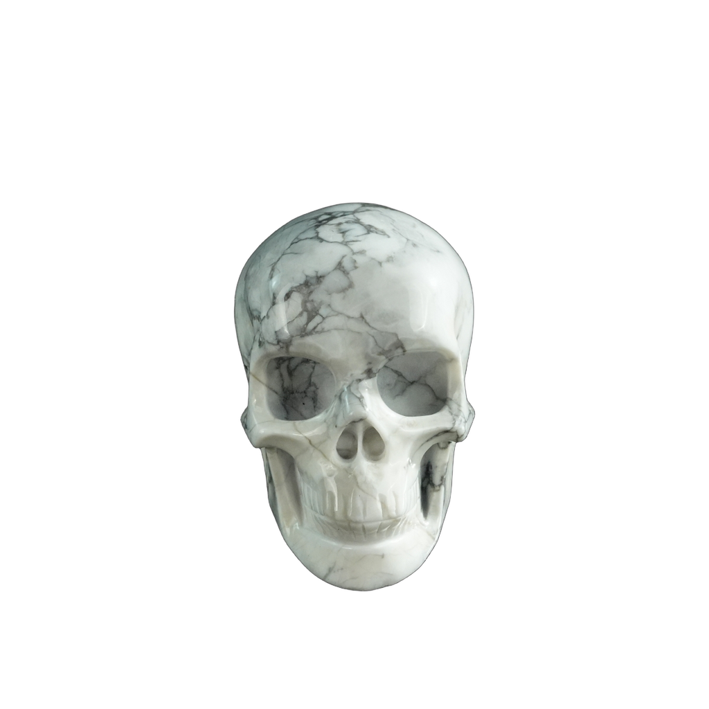 3.0" Howlite Crystal Skull Carving - Hand Carved Decor