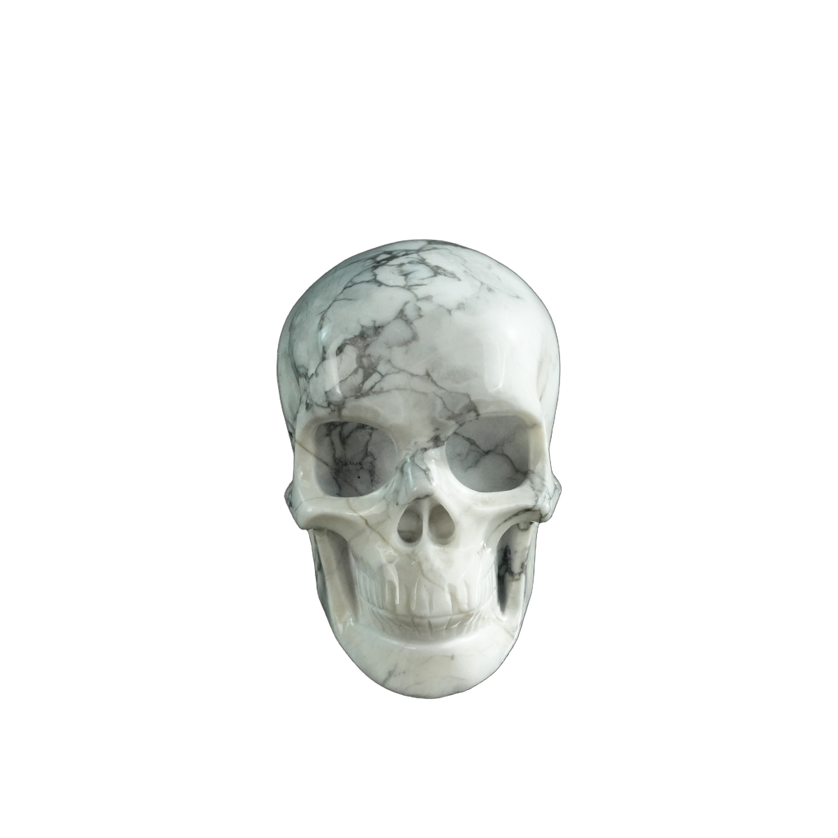 3.0" Howlite Crystal Skull Carving - Hand Carved Decor