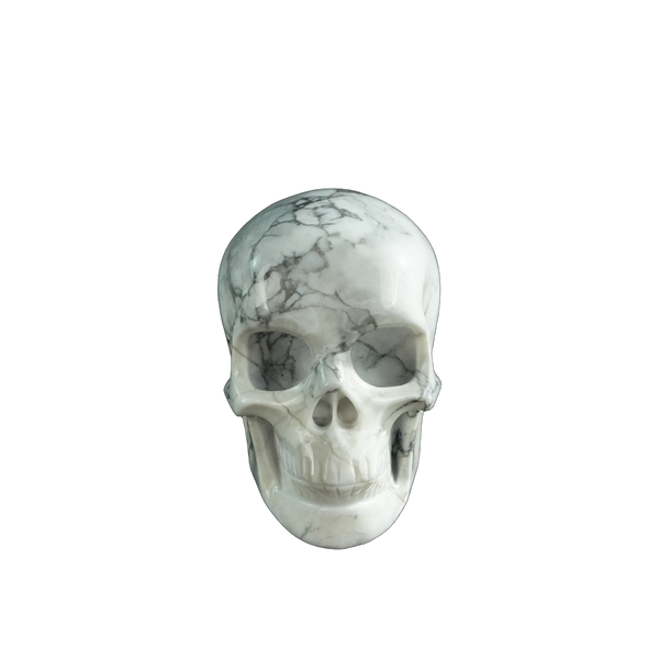 3.0" Howlite Crystal Skull Carving - Hand Carved Decor