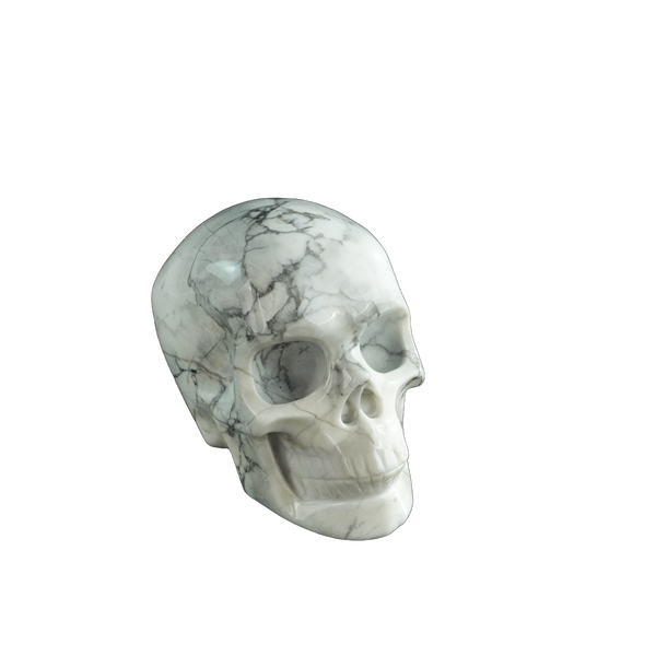 3.0" Howlite Crystal Skull Carving - Hand Carved Decor - alternate view