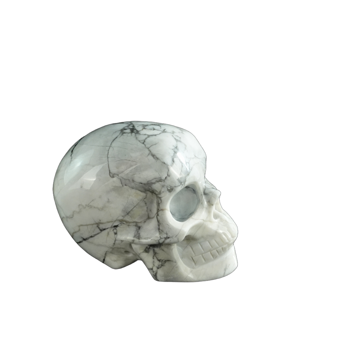3.0" Howlite Crystal Skull Carving - Hand Carved Decor