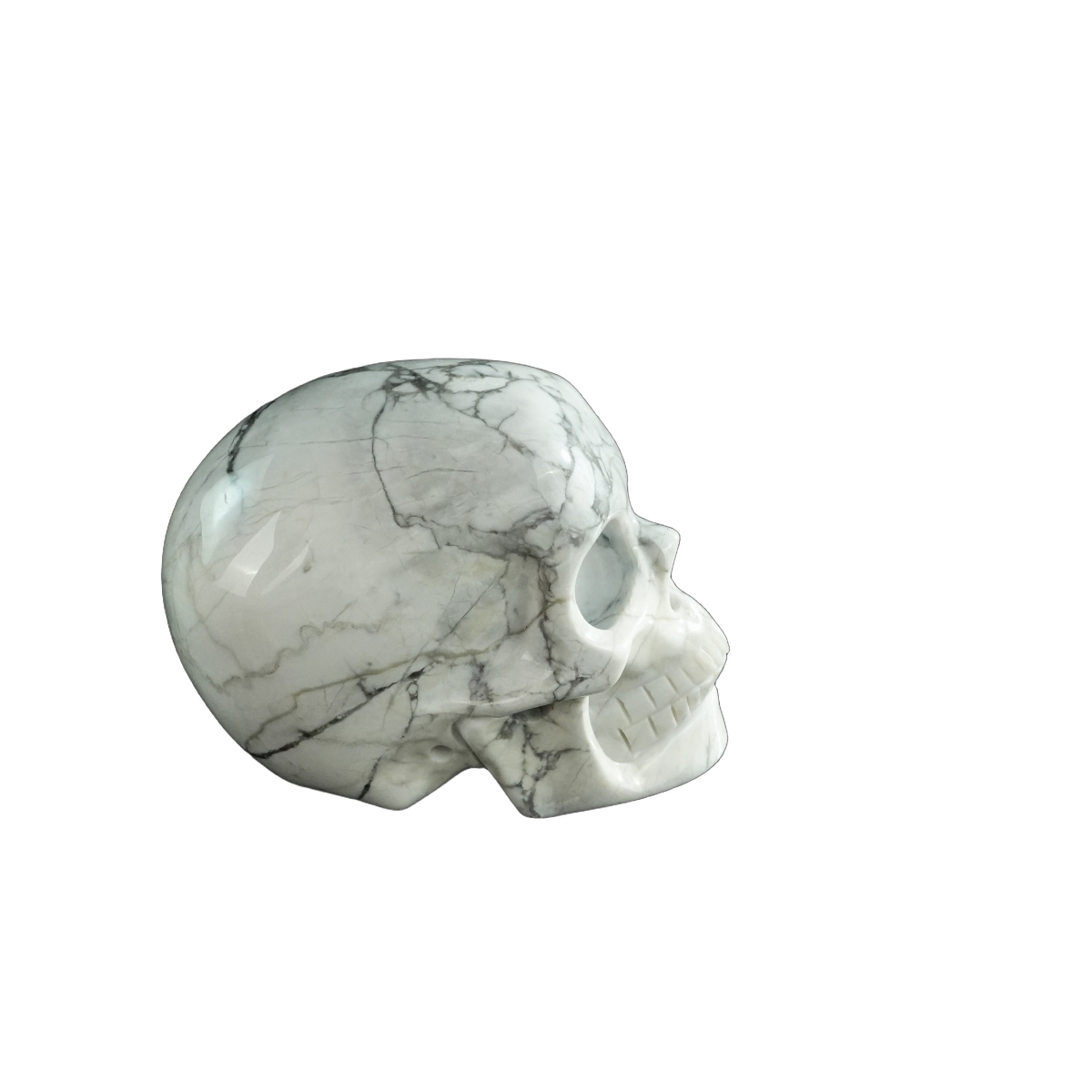 3.0" Howlite Crystal Skull Carving - Hand Carved Decor